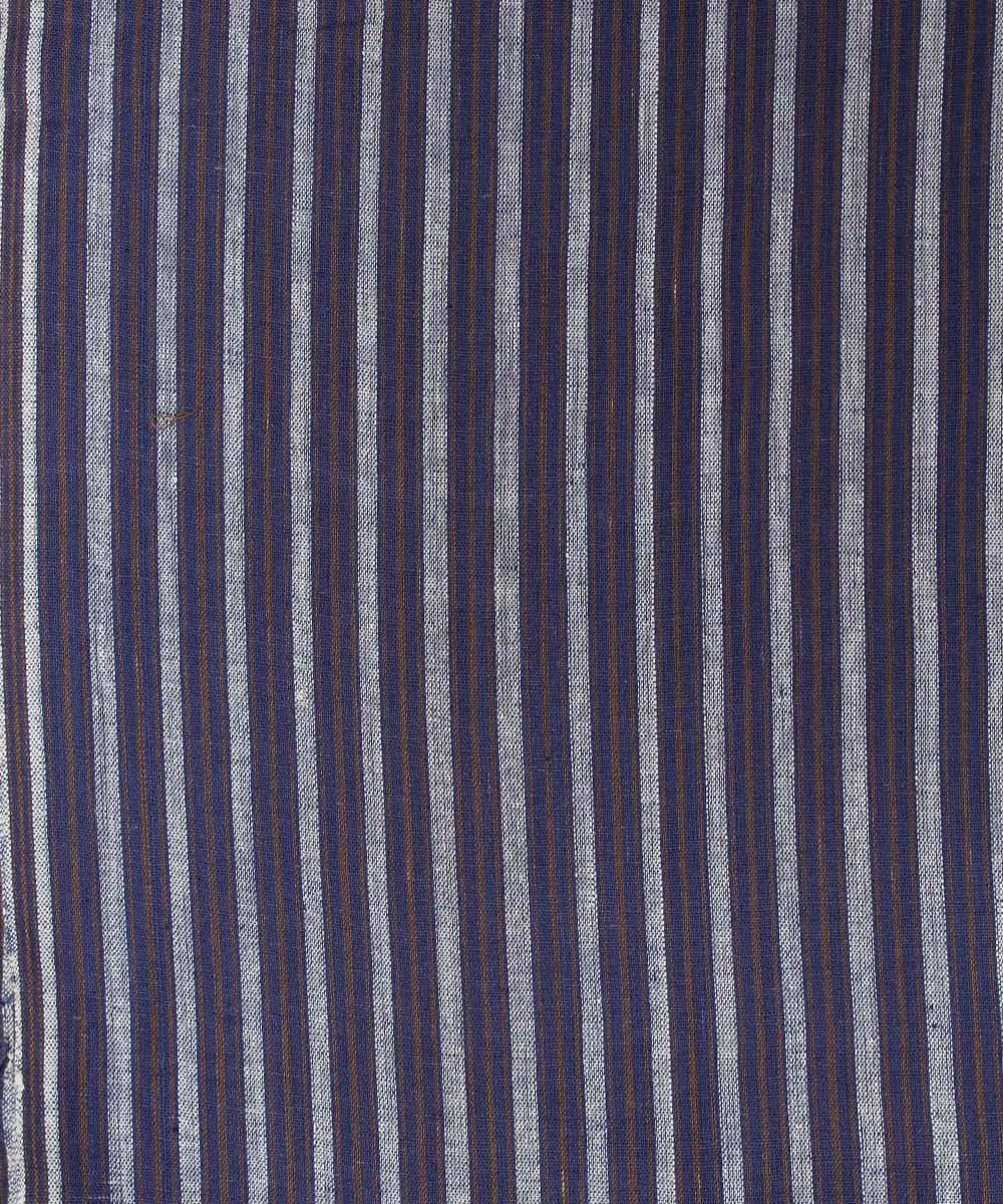 1.3m Blue Grey Stripe Handloom Handspun Fabric