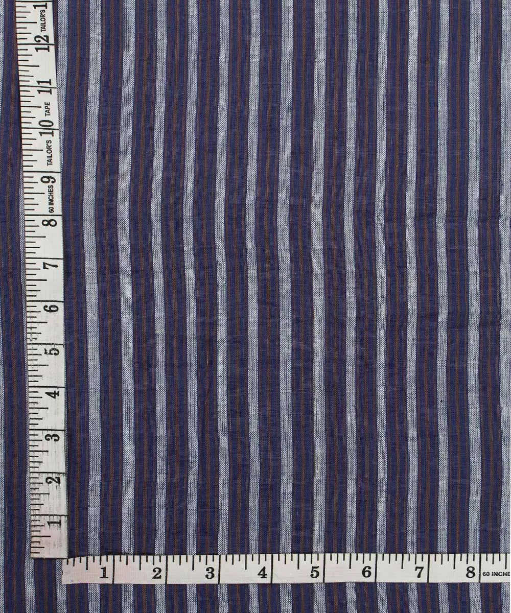 1.3m Blue Grey Stripe Handloom Handspun Fabric