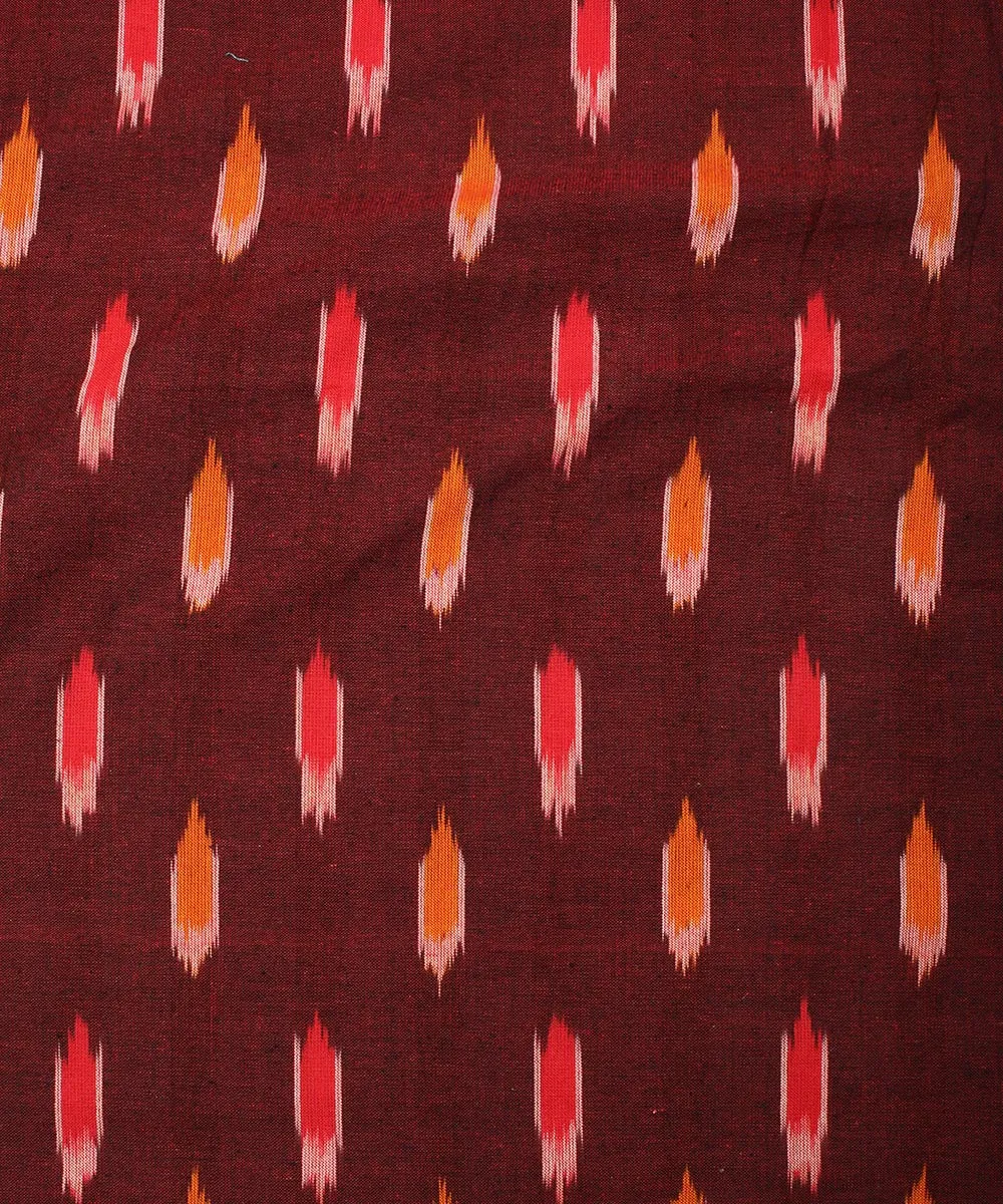 2.5 m Brown cotton handloom pochampally ikat fabric