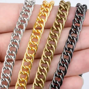 7.5mm Width Double Chain Iron Shoulder Handbag purse Strap Chain Metal Crossbody Bag Chain Strap 60cm/120cm Length to choose 1pcs 10281