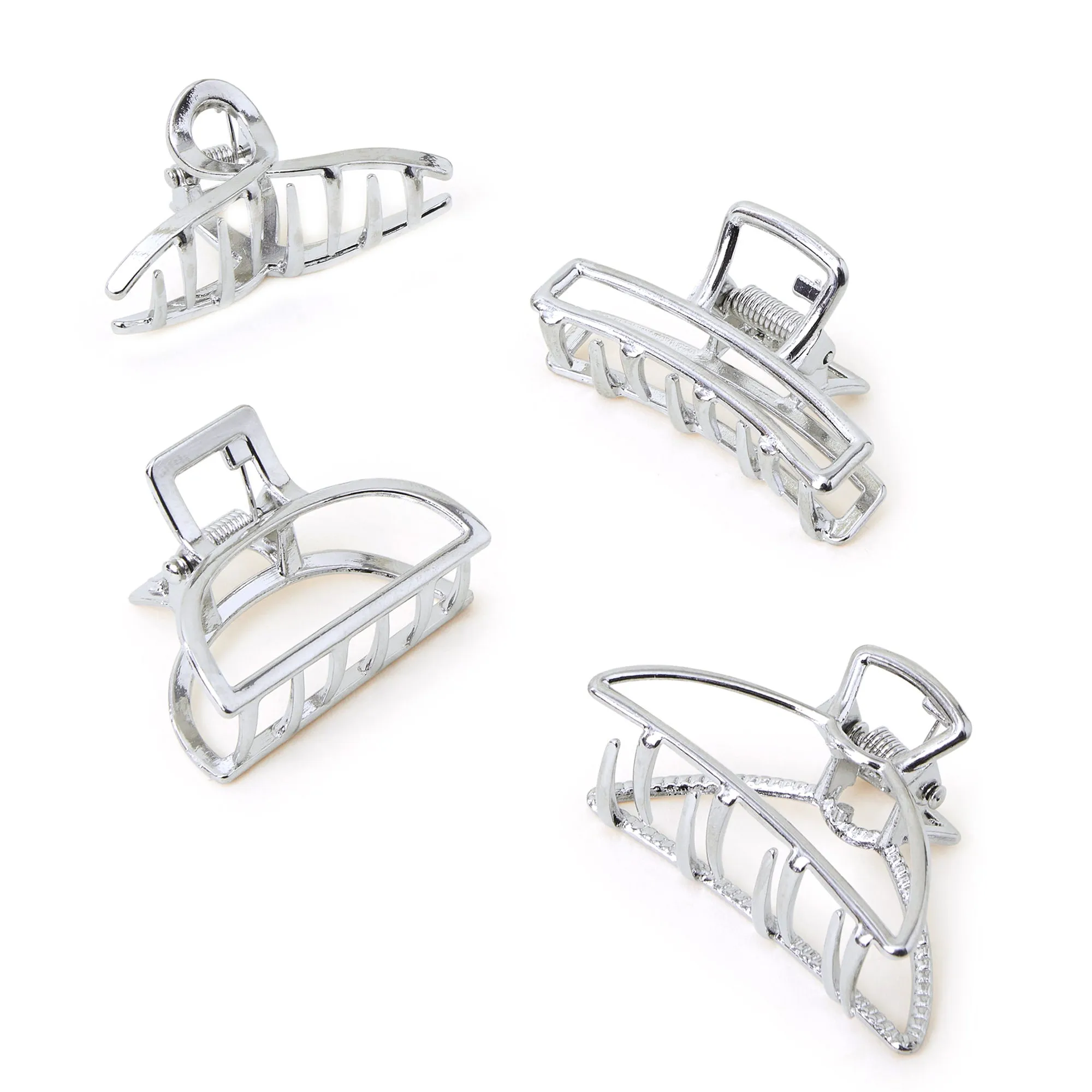 Accessorize London Silver Four-Pack Small Metal Claw Clips