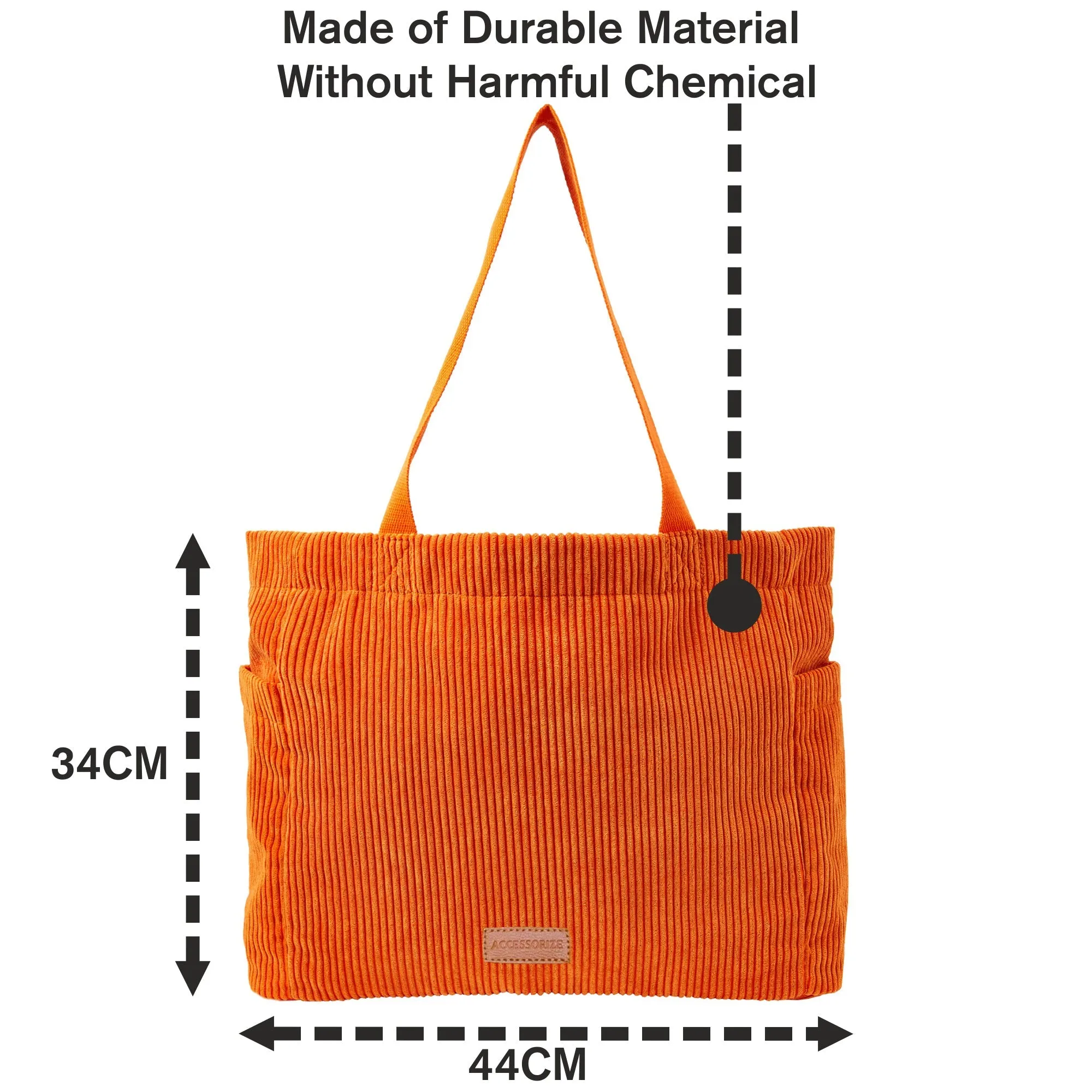 Accessorize London Women's Fabric Orange Cord Shopper Bag