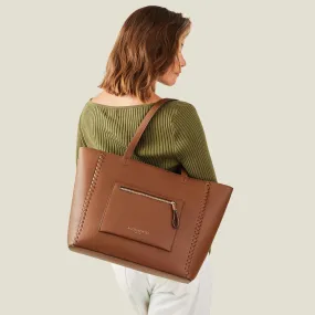 Accessorize London Women's Tan Front Pocket Tote Bag