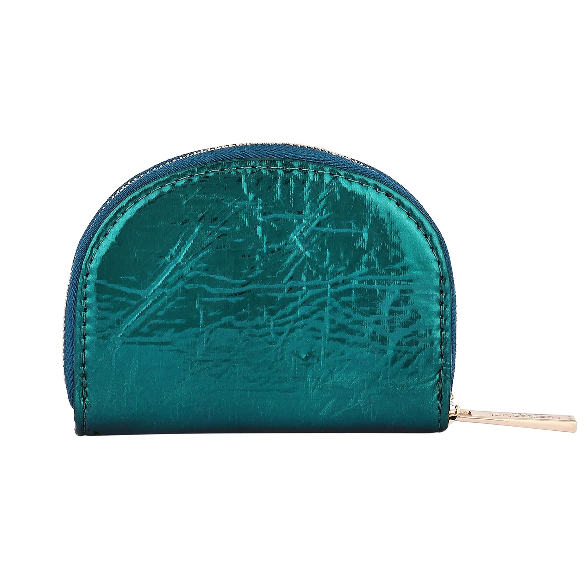 Accessorize London Women's Teal Metallic Crescent Coin Purse