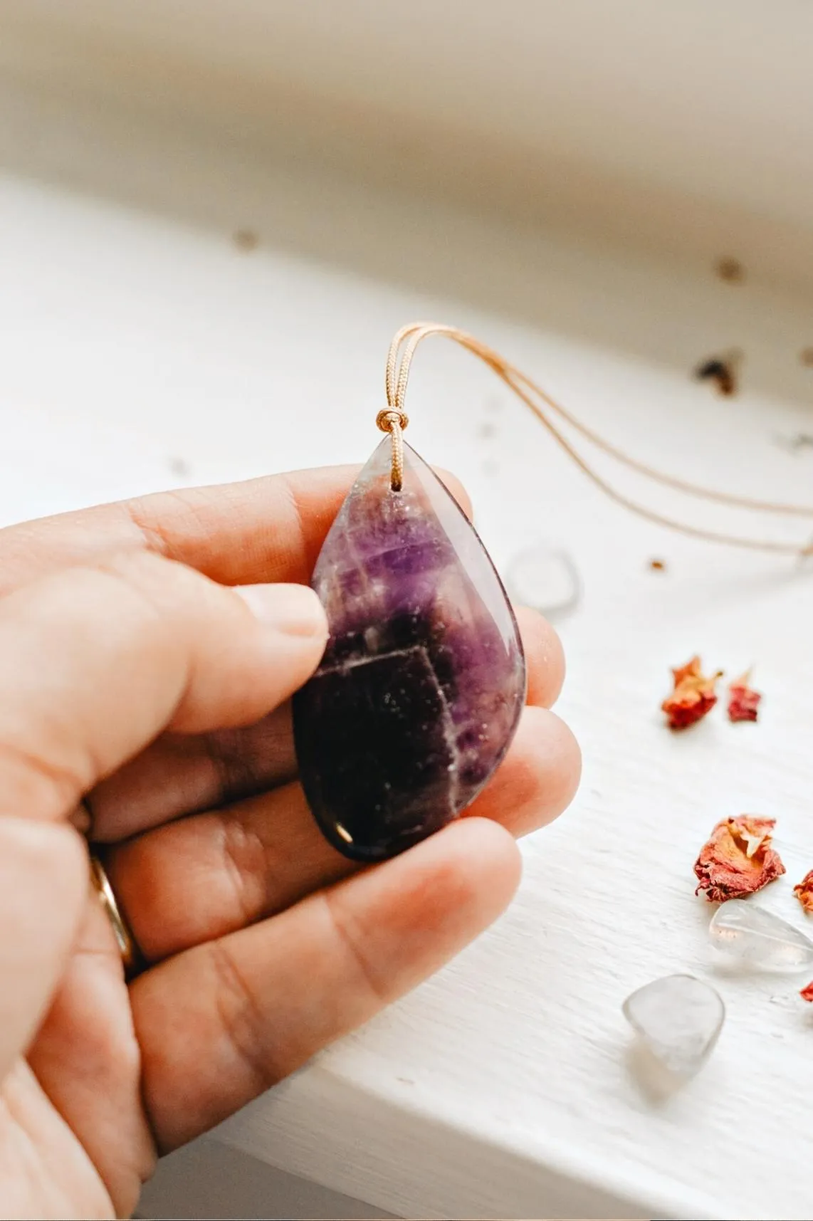 Amethyst Touchstone Necklace for Healing