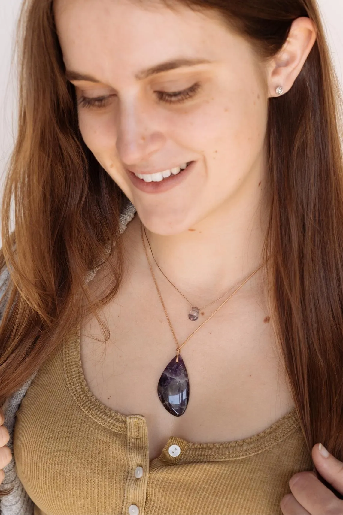 Amethyst Touchstone Necklace for Healing