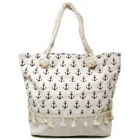 Anchor Print Canvas Tote Bag