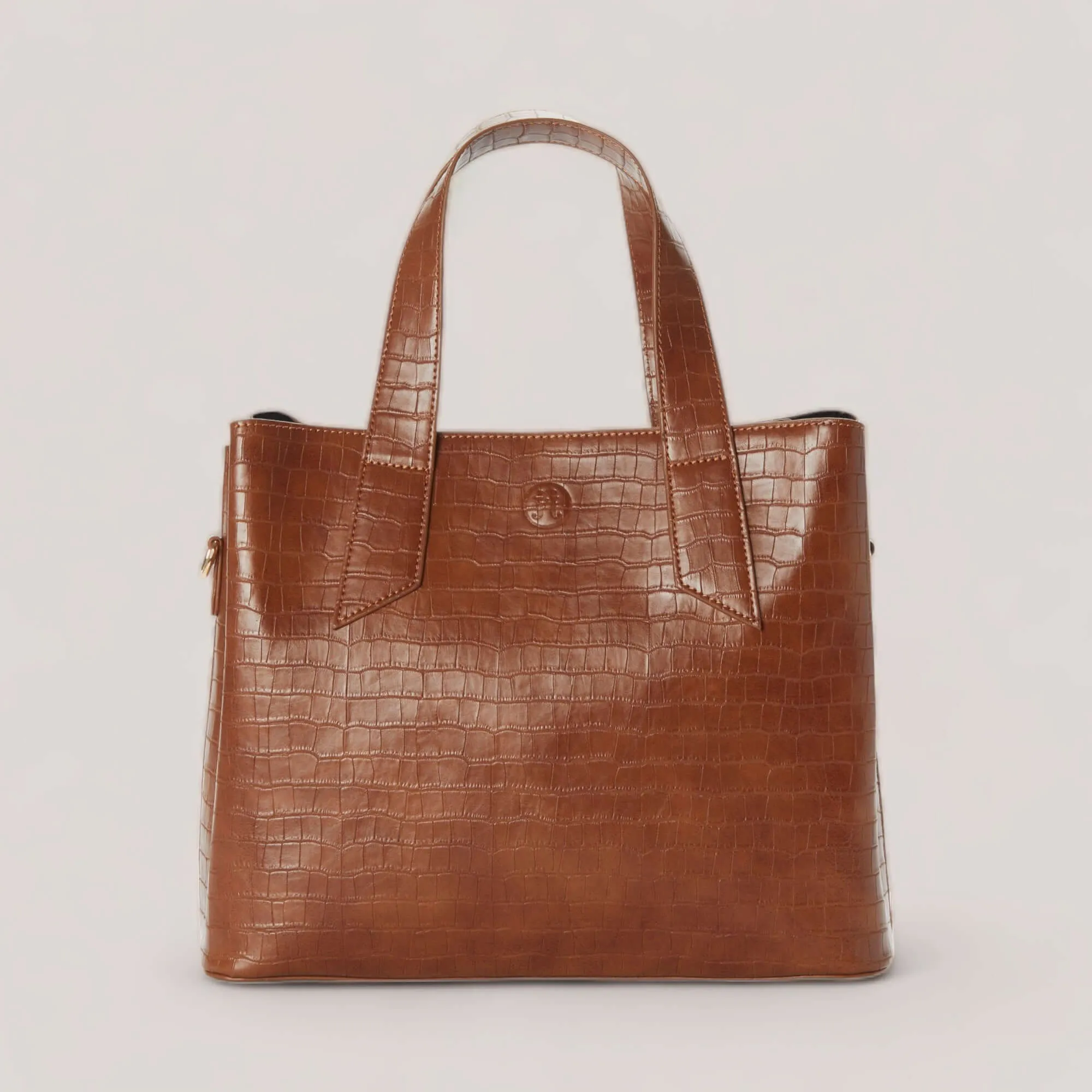 ARIANA | Cognac Croco Shoulder Bag Tote