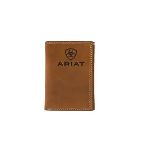 Ariat Men's Genuine Leather Trifold Wallet - Medium Brown