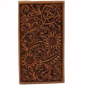 Ariat Rodeo Embossed  Flower Shield Tan Wallet