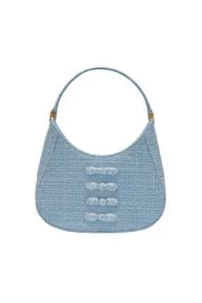 Chic Baby Blue Tweed Mini Top Handle Bag - Stylish Handbag for Any Occasion