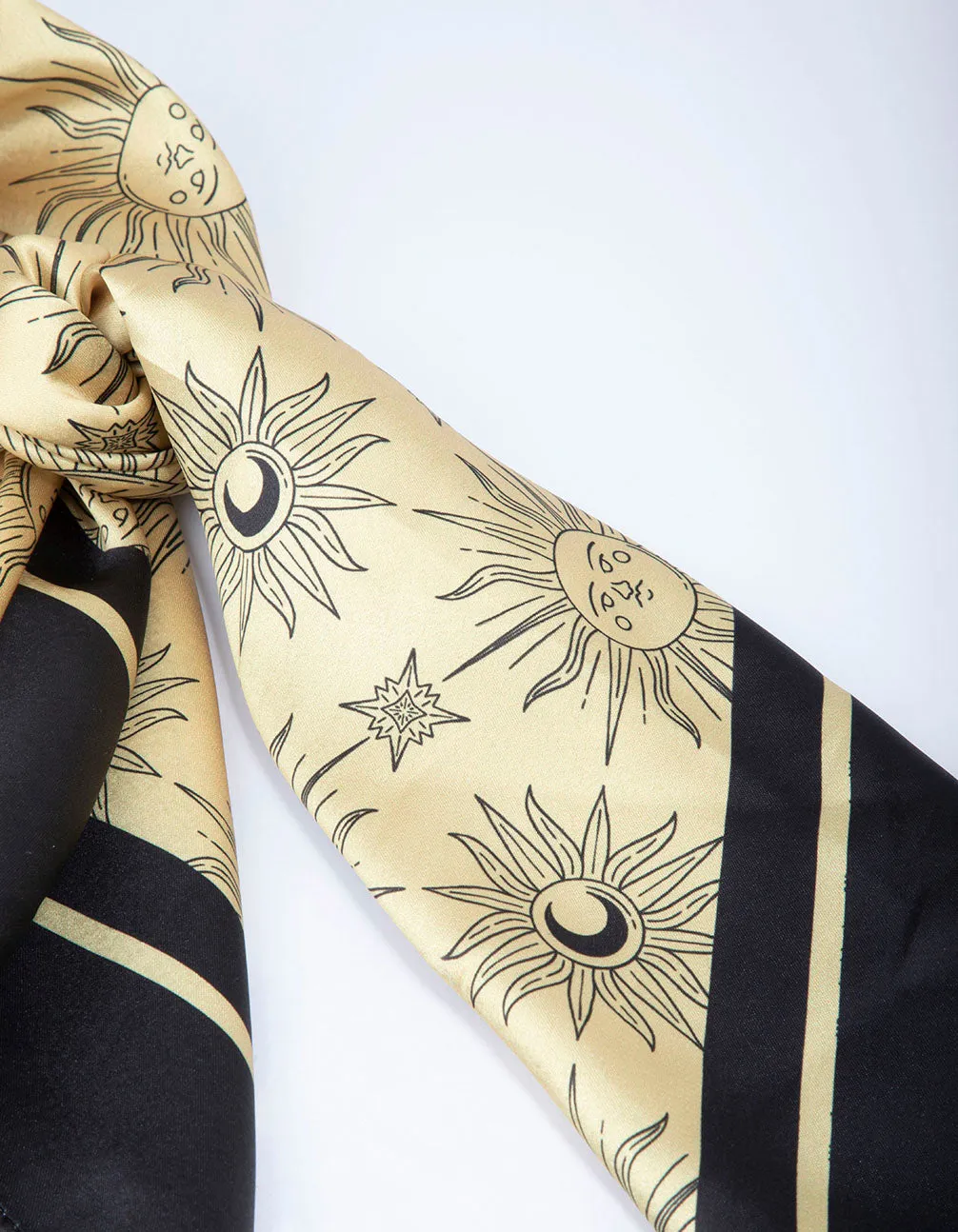 Black & Gold Fabric Celestial Sun Scarf