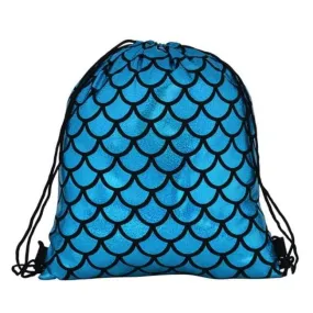 Blue Scale Drawstring Bag