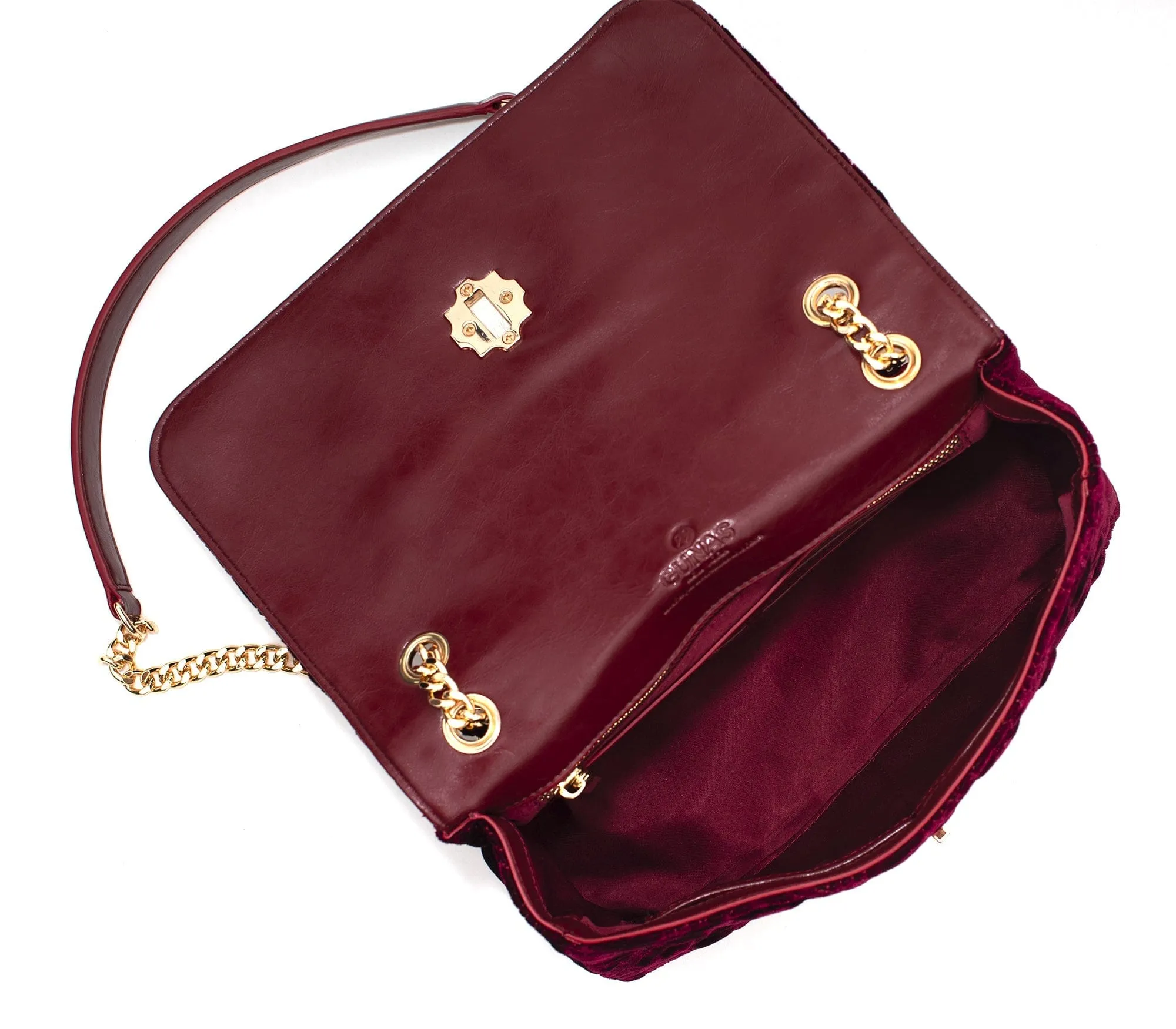 Broadway Vegan Velvet Jacquard Shoulder Bag | Maroon