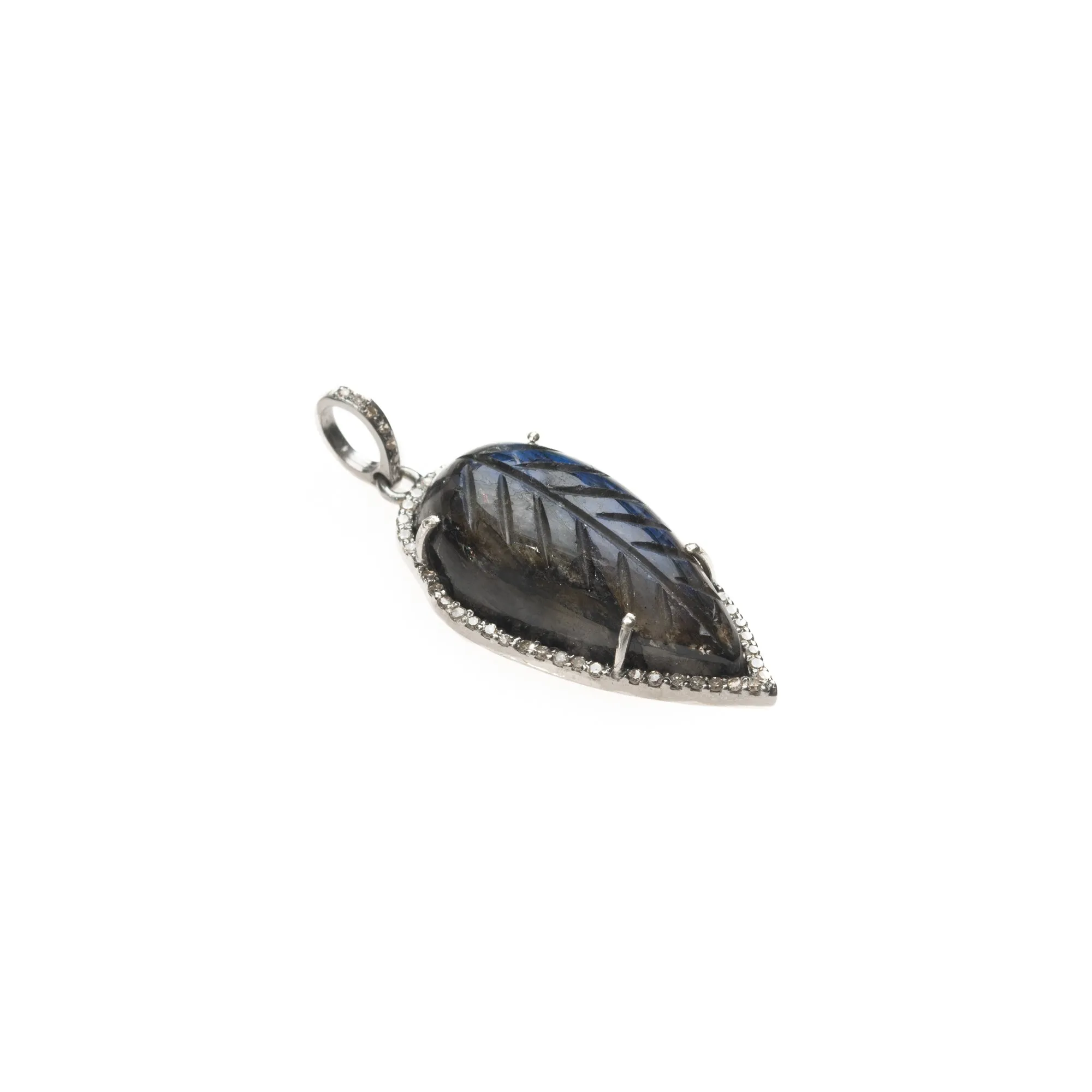 Carved Leaf Labradorite Drop Pendant