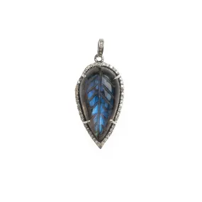 Carved Leaf Labradorite Drop Pendant