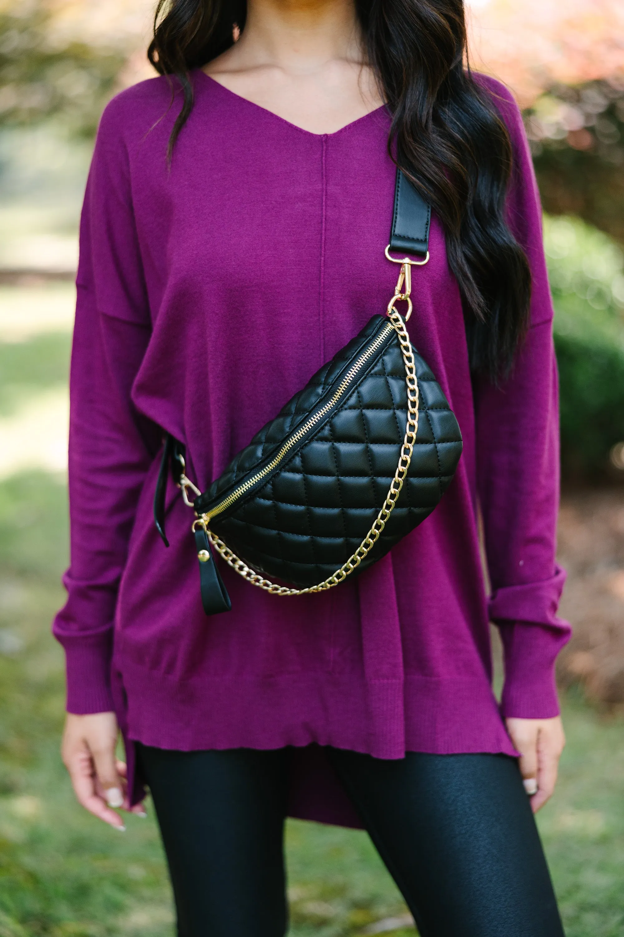 Chic Intuition Black Quilted Belt Bag