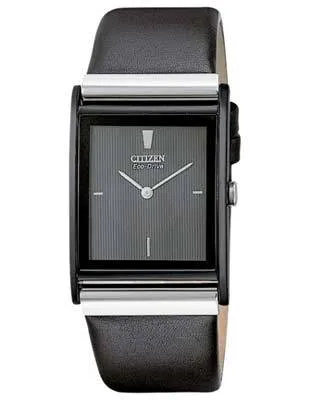 Citizen Eco-Drive 180 - Black Ion Case - Black Face -Leather Strap