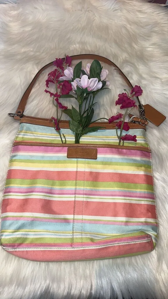 Coach Pastel Multi Stripe Shoulder Bag