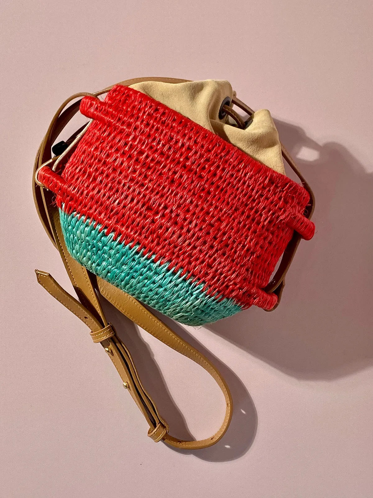 Color-Block Mini Thembi Basket Bag