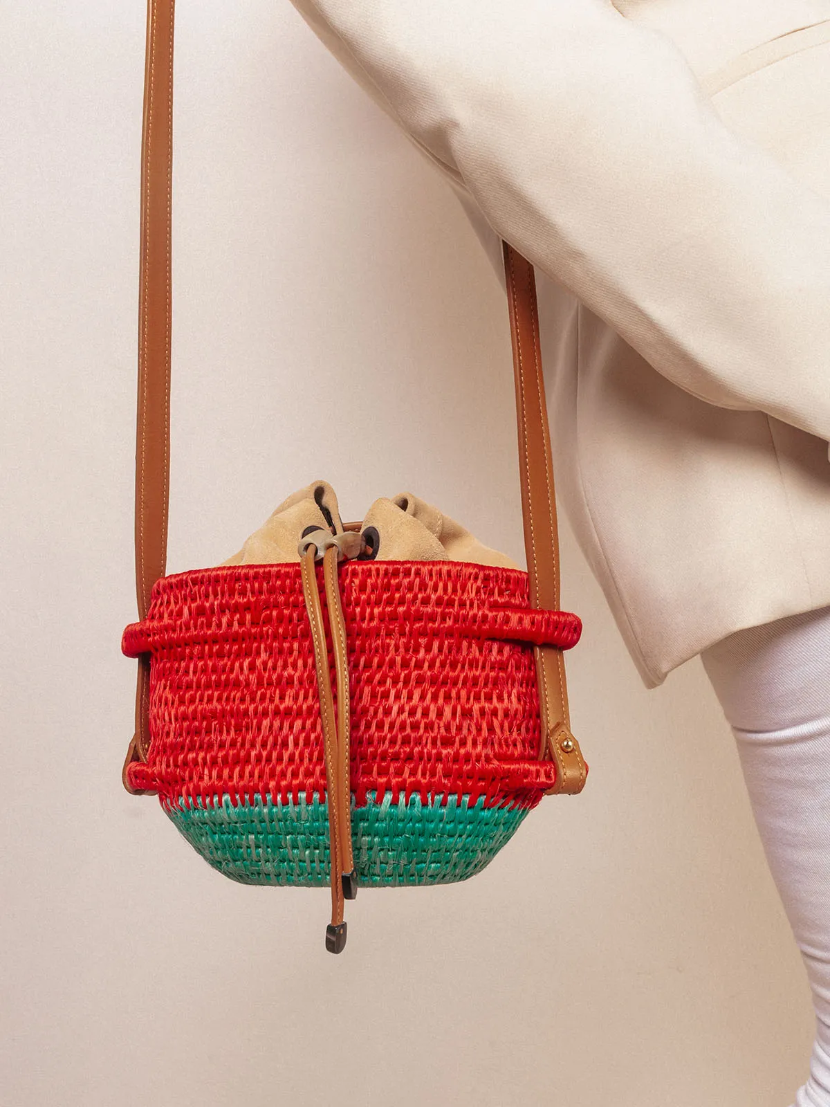 Color-Block Mini Thembi Basket Bag