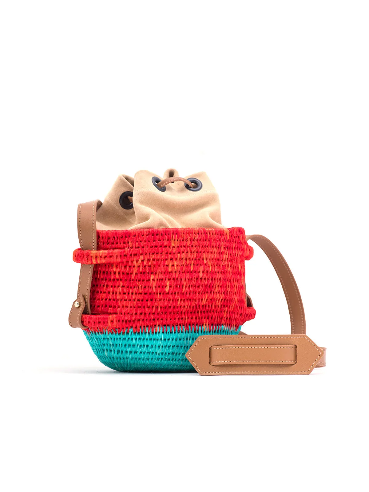 Color-Block Mini Thembi Basket Bag