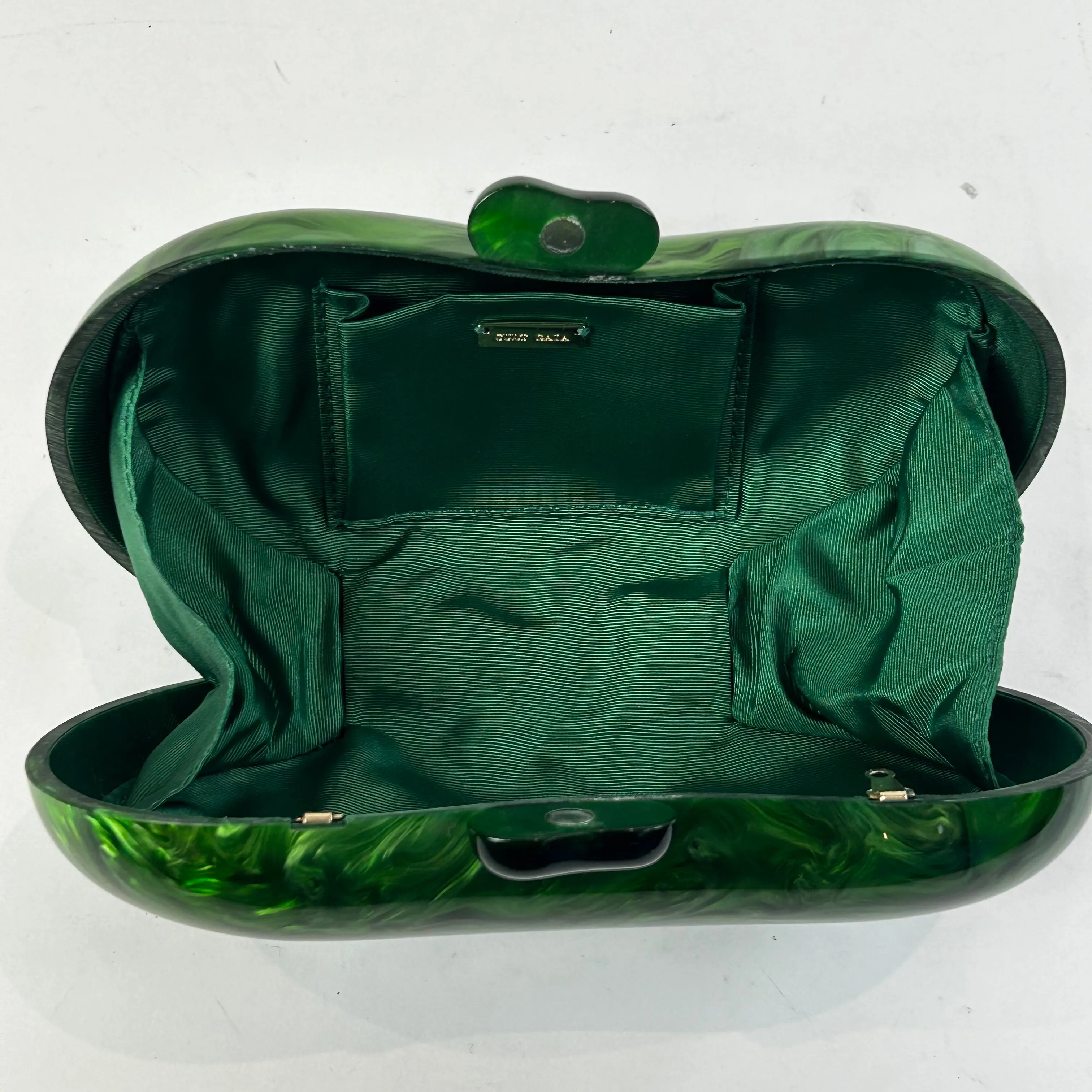 Cult Gaia Rare Green Pearlised Resin Green Clutch Bag