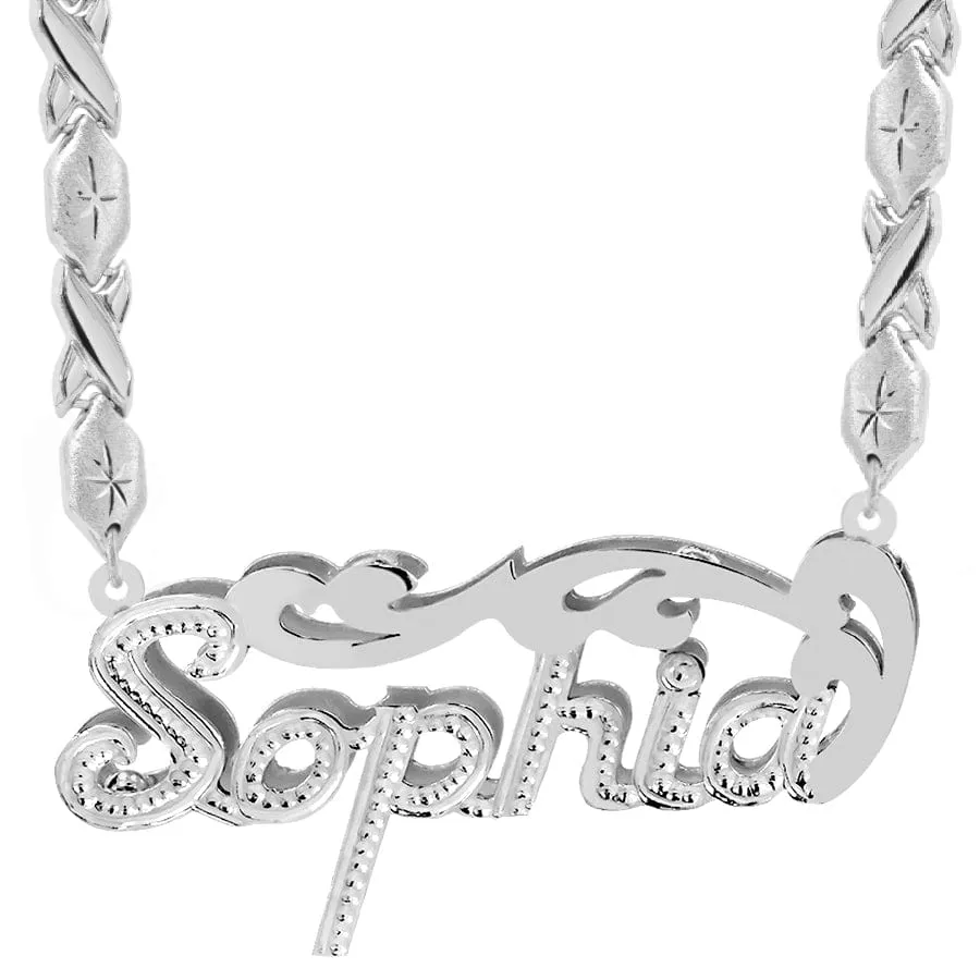 Double Plated Nameplate Necklace Sophia with Xoxo chain