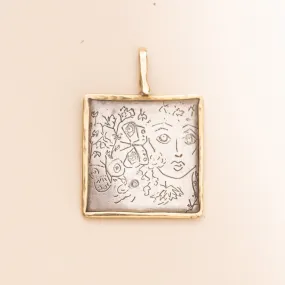 Etched Face Pendant