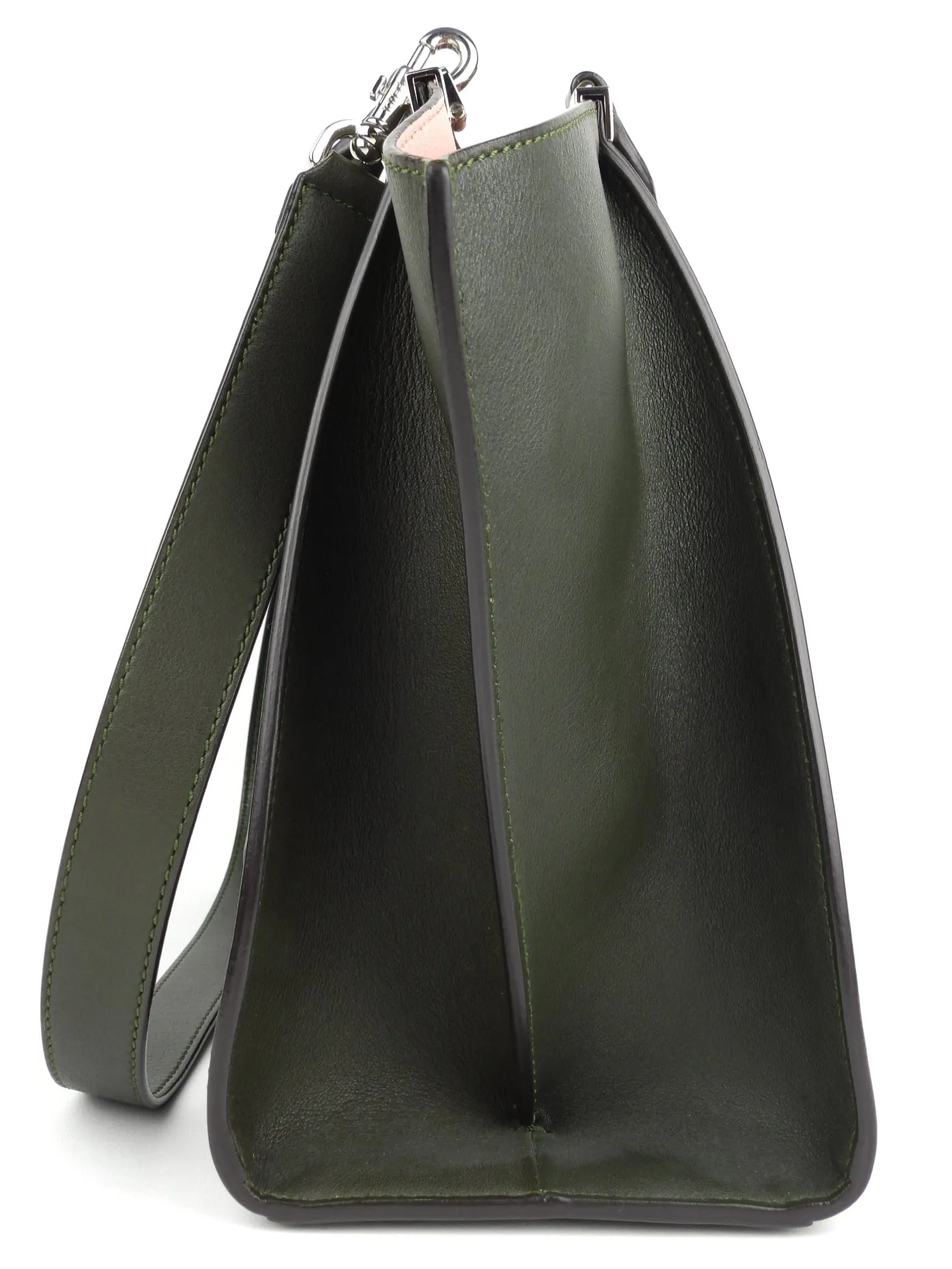 Fendi Dark Green Leather 3Jours Two Way Tote Bag