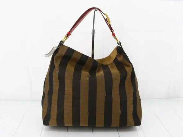 FENDI Pequin Canvas Hobo