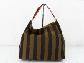 FENDI Pequin Canvas Hobo