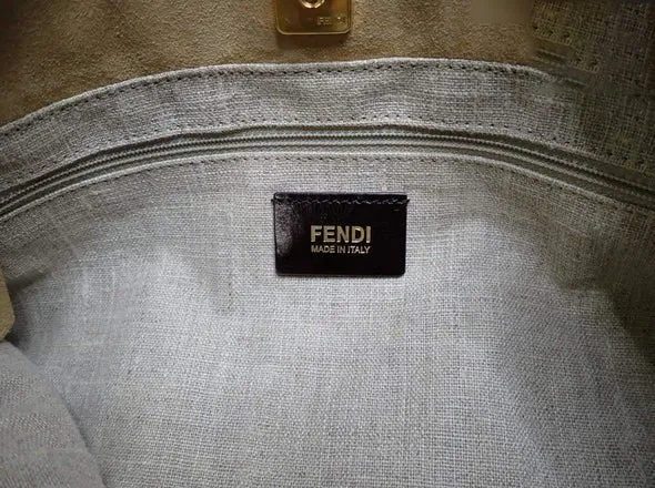 FENDI Pequin Canvas Hobo