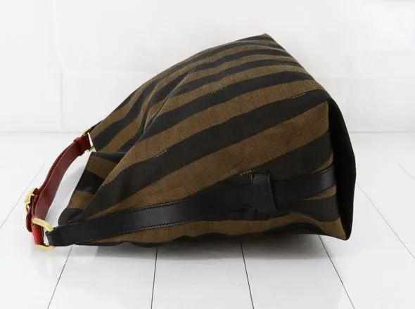 FENDI Pequin Canvas Hobo