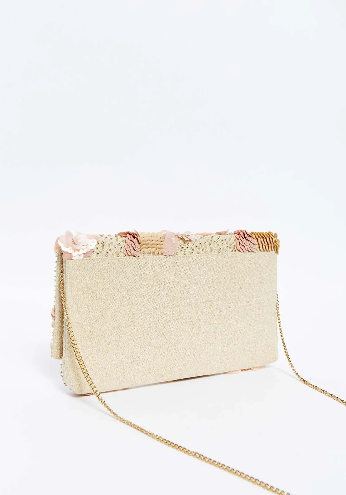 Flowers beaded envelope bag