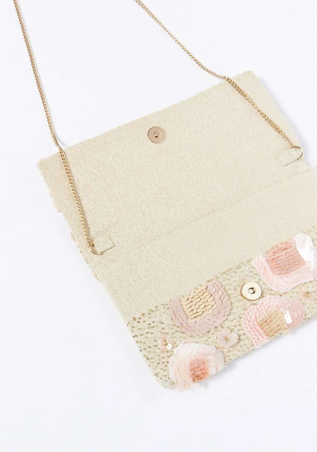 Flowers beaded envelope bag