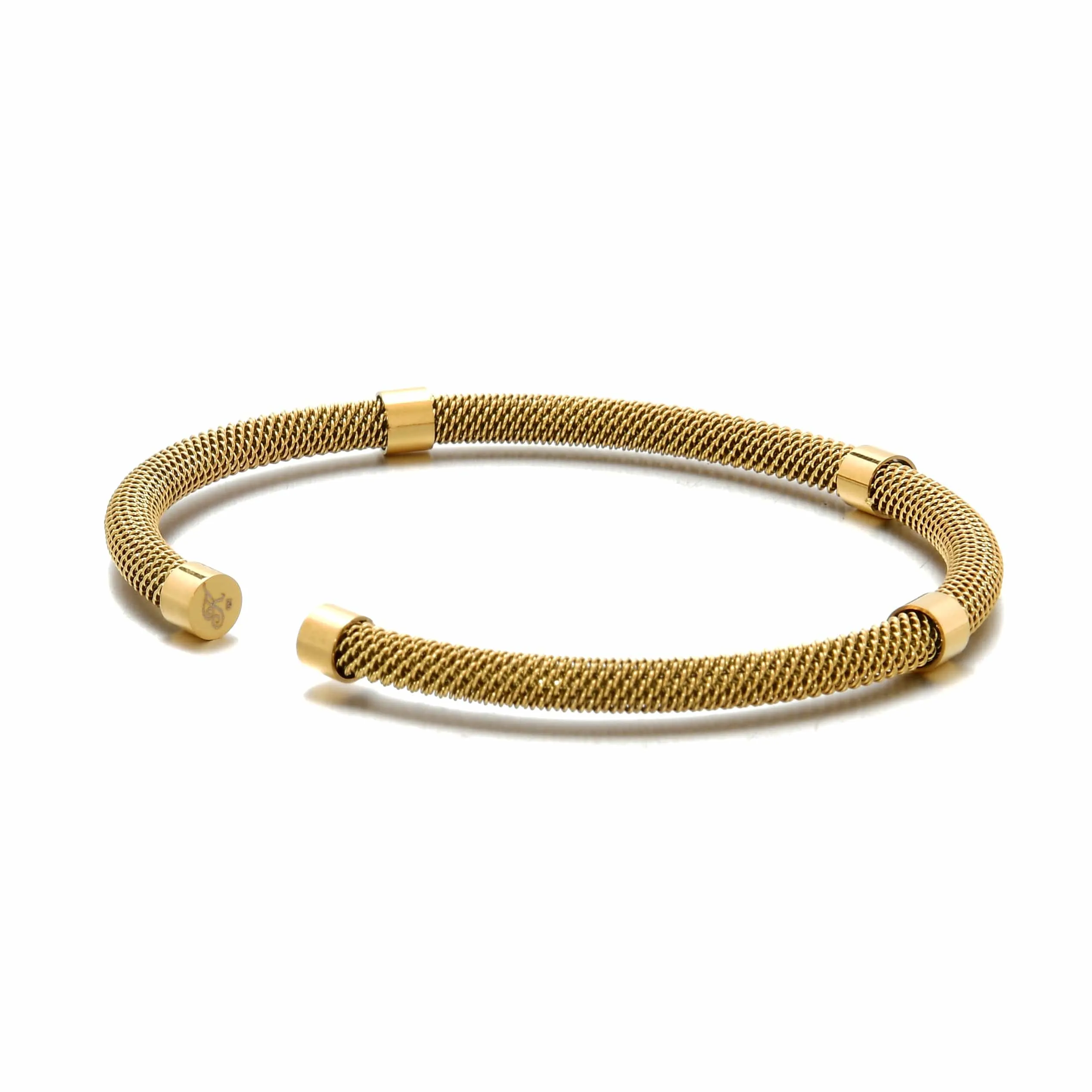 Gold Rope Braided Steel Hearts Bracelet