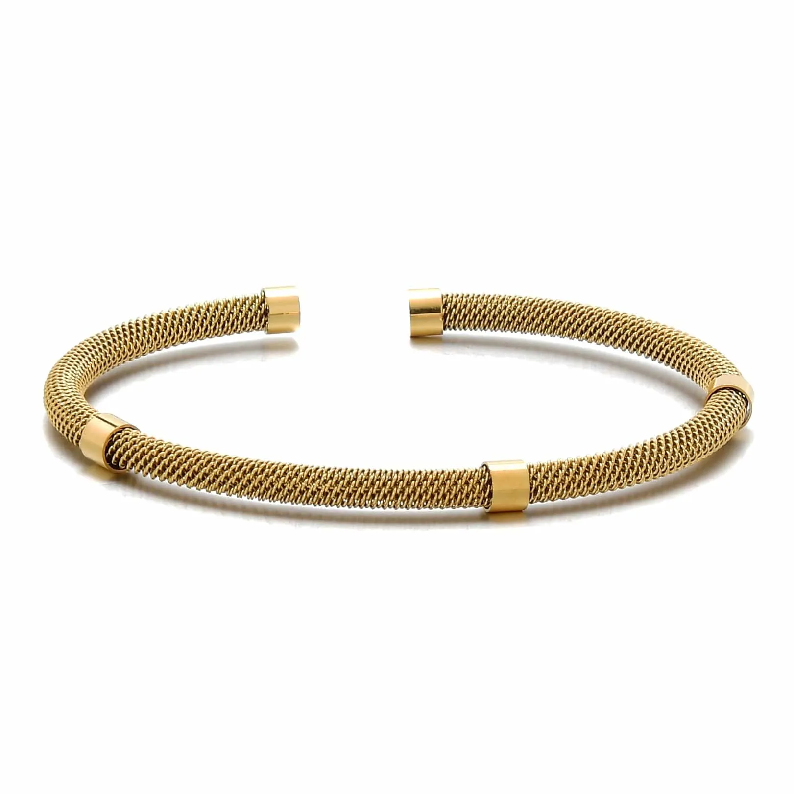 Gold Rope Braided Steel Hearts Bracelet