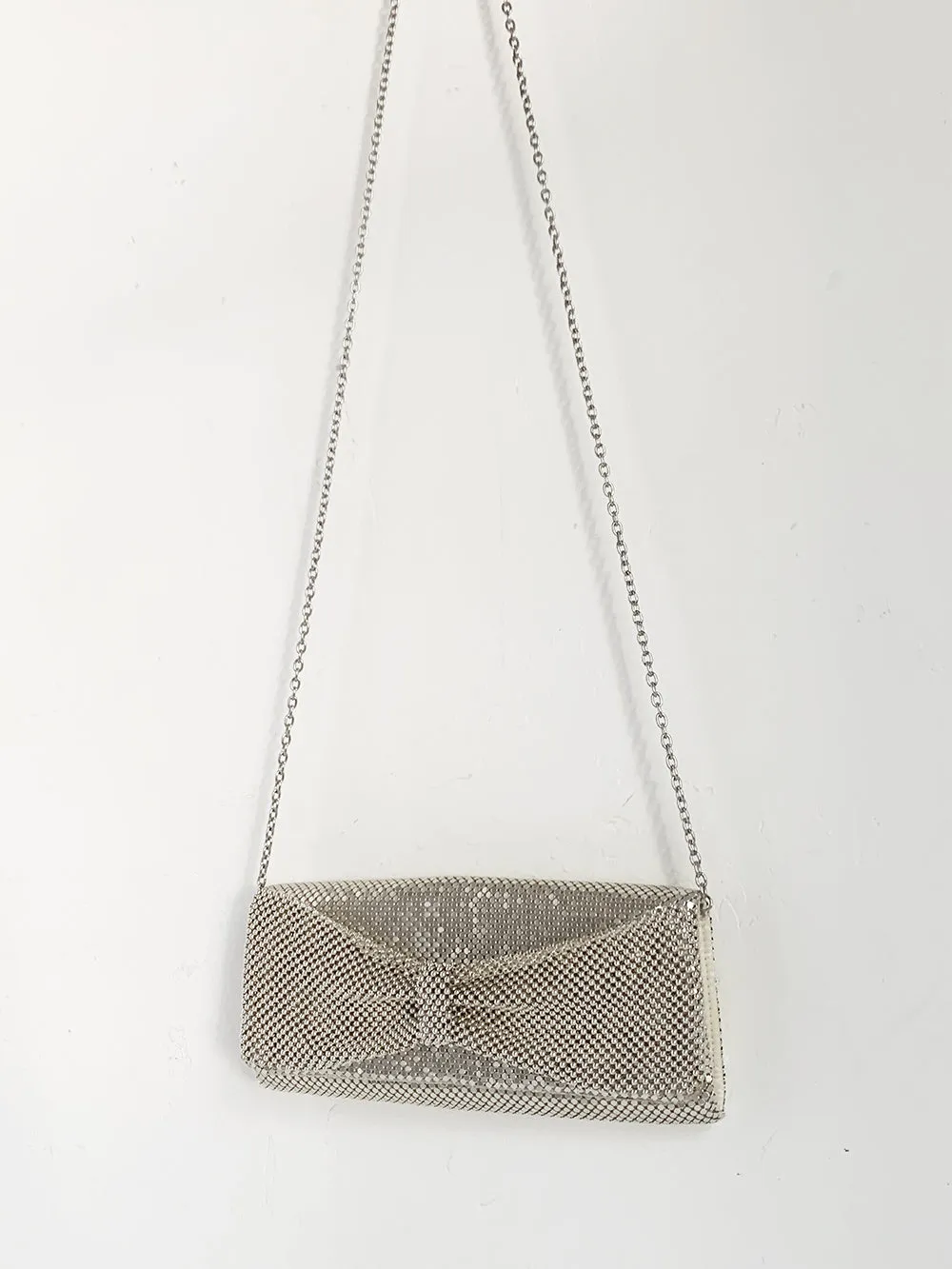 Gunne Sax Silver Mesh Bow Front Purse