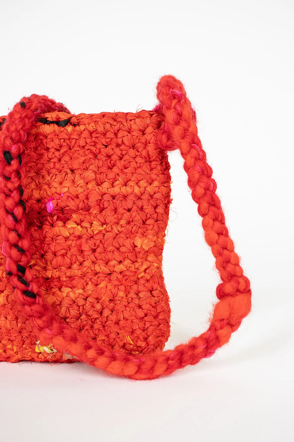 Hand Crochet Diario Bag Red Multi