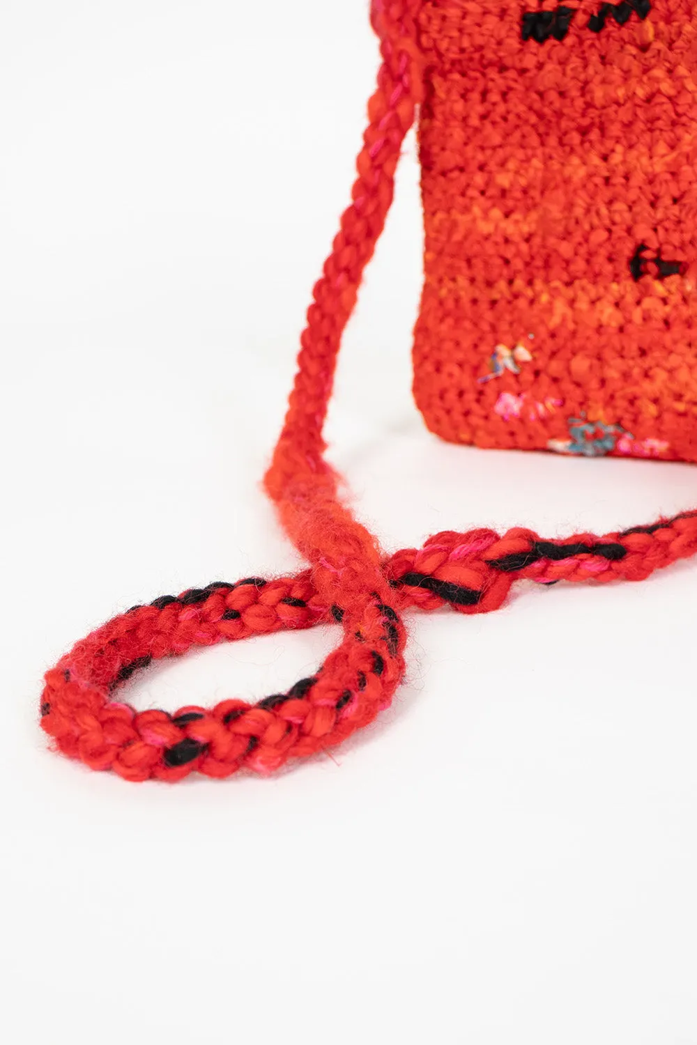 Hand Crochet Diario Bag Red Multi