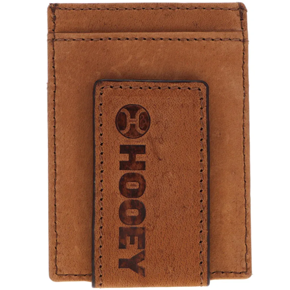 HOOEY MONTEREY MONEY CLIP BROWN W/ AZTEC EMBOSSED PRINT