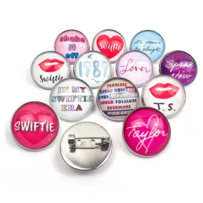 I Love Taylor Glass Pinback Buttons, Lapel Pins – My Swiftie Era, Eras Tour, 1989, Shake It Off