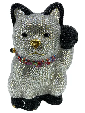 Exquisite Judith Leiber Swarovski Crystal Maneki Neko Lucky Cat Evening Bag