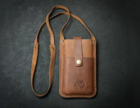 Leather crossbody bag for phone | Minimalist pocket with long strap