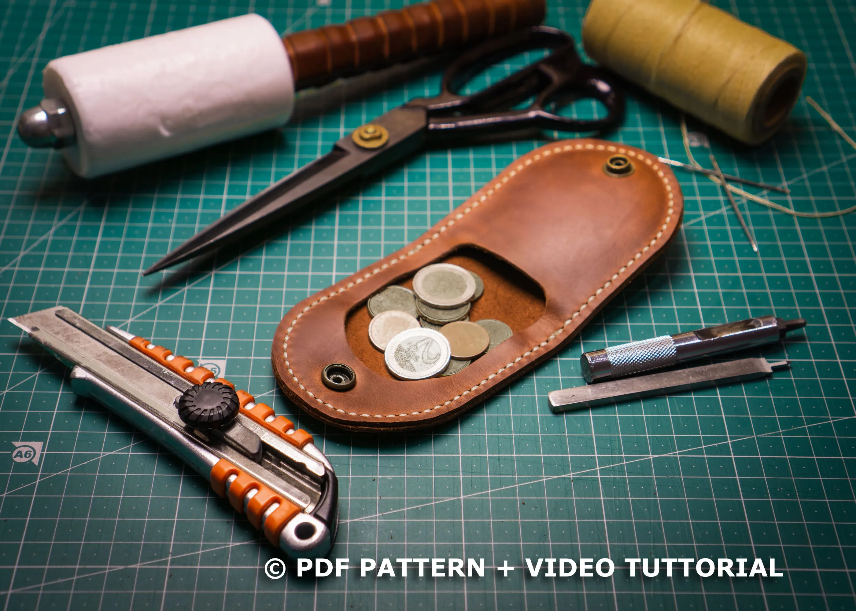 LEATHER PATTERN- Leather Coin Pouch, PDF Download, Template, DIY