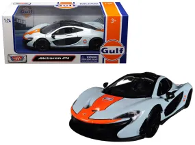 McLaren P1 with Gulf Oil Livery Light Blue with Orange Stripe 1/24 Diecast Model Car by Motormax