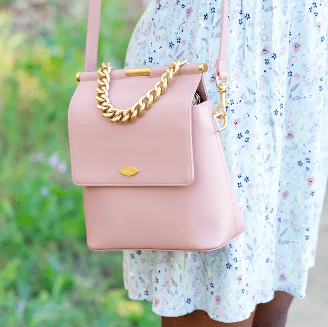 Mona Apple Leather Crossbody Bag | Dusty Rose