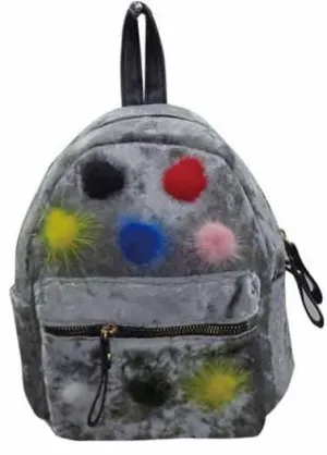 Multi Color Pom Poms Little Girls Backpack