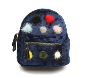 Multi Color Pom Poms Little Girls Backpack